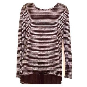 NWT Women’s L/S Top—Striped W/ Black Chiffon Hem